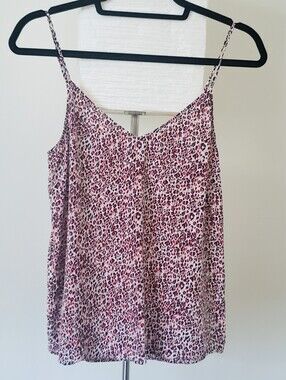 Equipment Femme 100% Silk Cami Top Pink Black Leopard Print Size Small